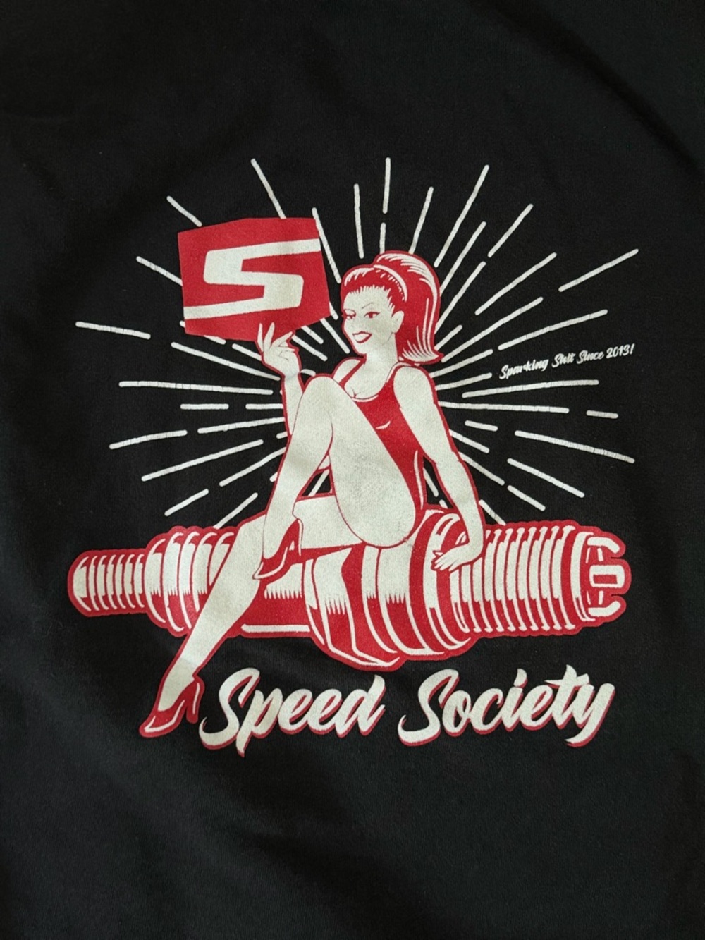 Speed Society Hoodie - Black with Red & White Print